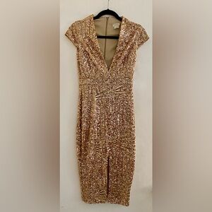 Stunning Gold Sequin Midi Dress